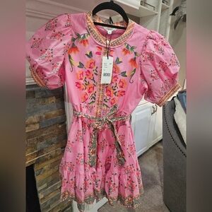 A Loves A Girls -  Bubble Sleeve Floral Dress in pink - NWT - Large